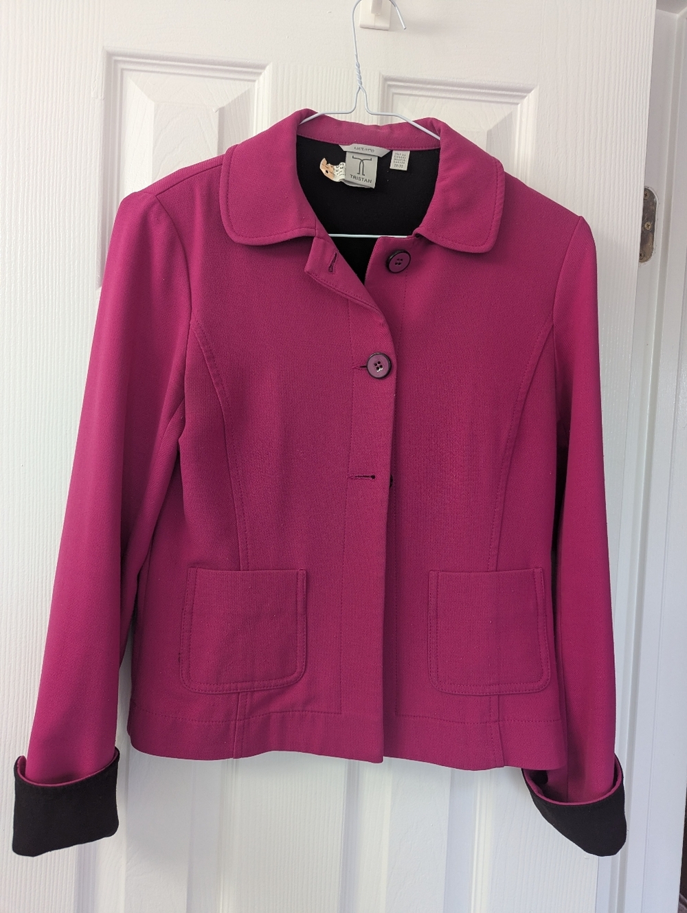 Tristan Women's Magenta Button Front Blazer